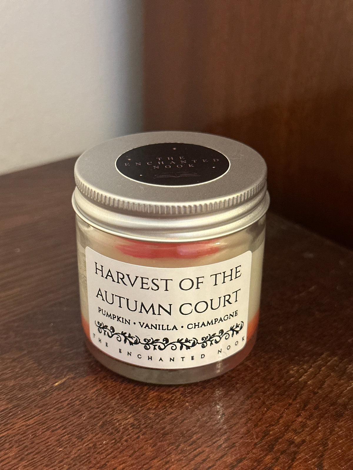 ‘Harvest of the Autumn Court’ Small Jar Candle with pumpkin