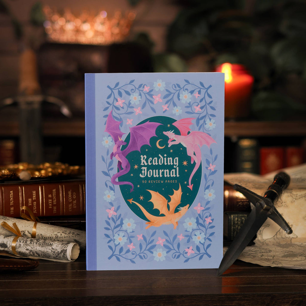 Reading Journal Dragon, Cosy Quest – 50 Book Review Notebook