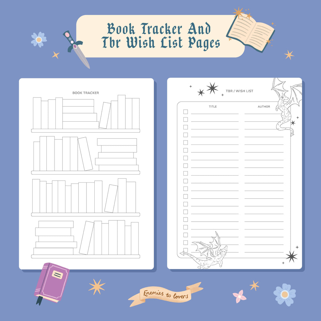 Reading Journal Dragon, Cosy Quest – 50 Book Review Notebook